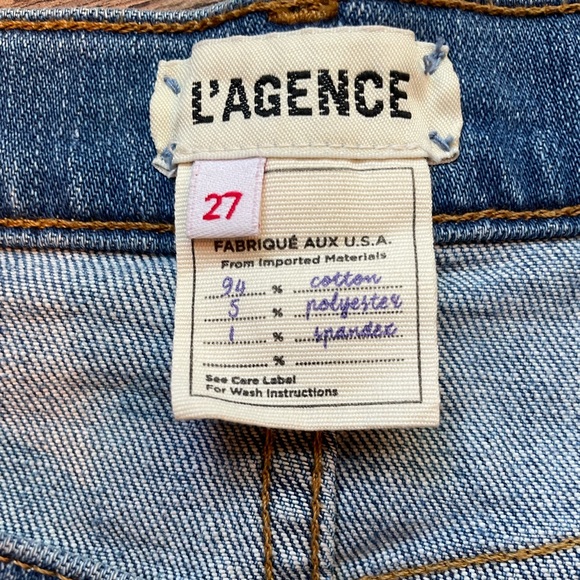 L’AGENCE high rise frayed denim gold zipper shorts, size 27 - Picture 3 of 3